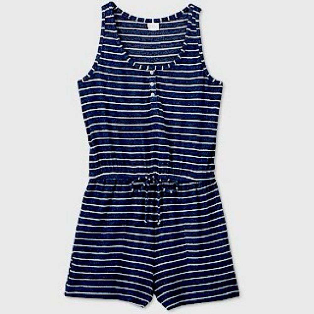 NWT Stars Above Blue Striped Perfectly Cozy Romper Size Small
